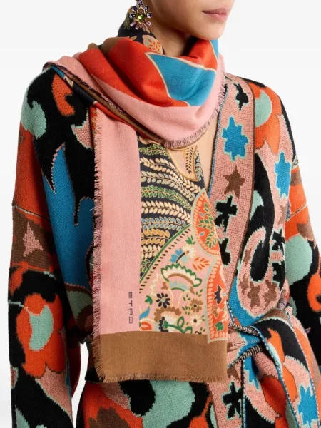 Fular Etro cu model floral din jacard