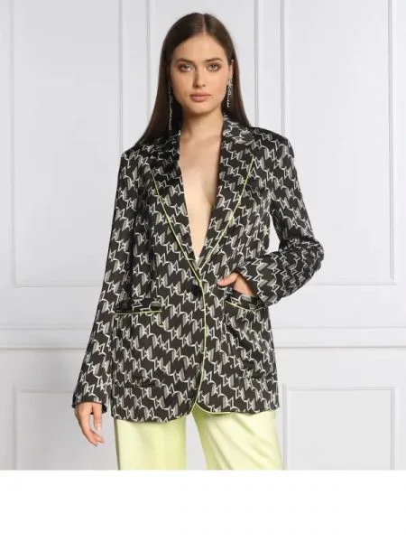 Karl Lagerfeld De satin sacou MONOGRAM negru