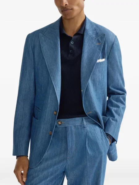 Sacou Brunello Cucinelli cu rever albastru