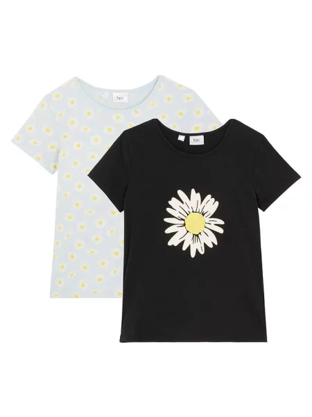 T-shirt z czystej bawełny 2 szt. niebieska