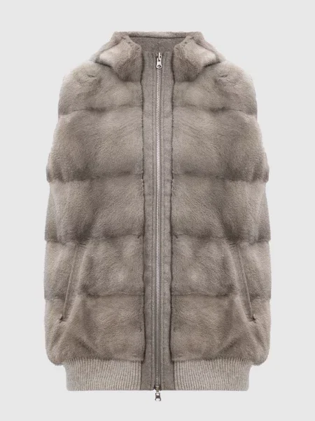 Двосторонній жилет з вовни та кашеміру з хутром норки Be Florence бежевий