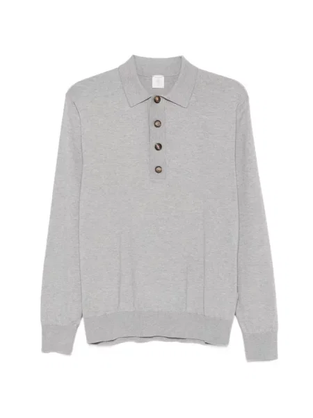 Lung tricou polo Eleventy gri