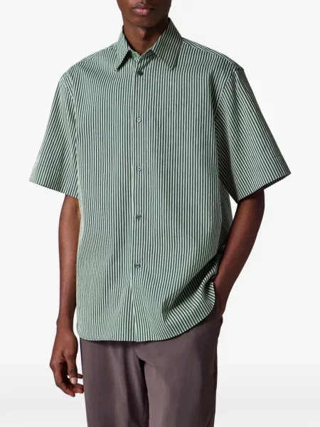 Cămașă Paul Smith de mătase cu dungi verde