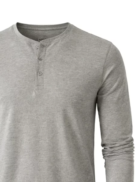 Tricou Patrick Assaraf cu guler henley gri