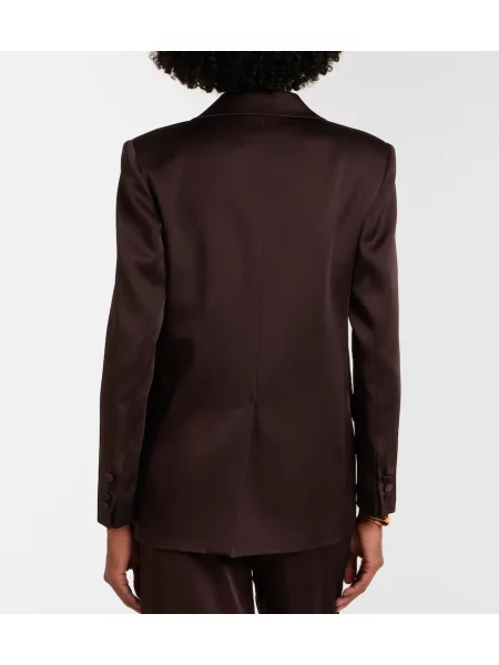 Sacou Max Mara din satin cu două rânduri de nasturi maro