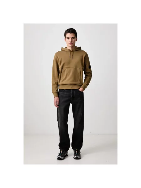 Lniana bluza z kapturem C.p. Company zielona