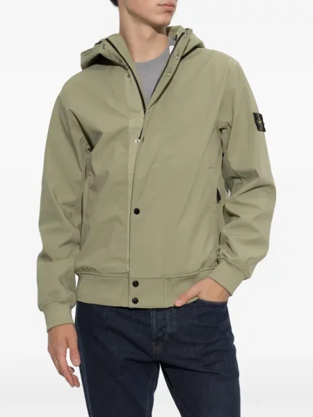 Geacă Stone Island cu glugă cu strasuri verde