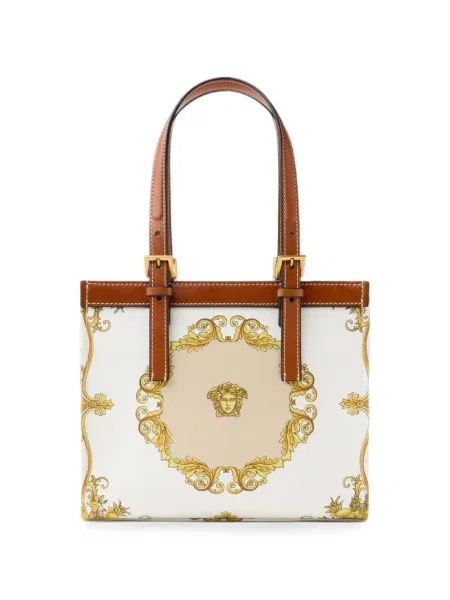 Geantă shopper Versace din canvas alb
