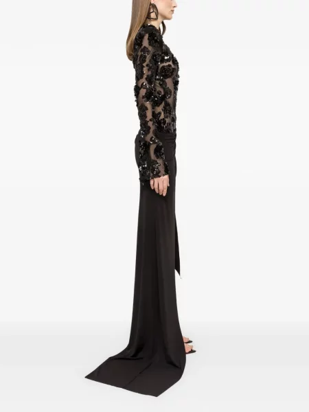 Rochie maxi Nissa din tul de costum negru