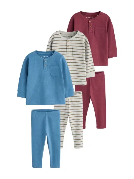 Next Pijamale albastru regal / amestecat / oliv / roșu bordeaux gri