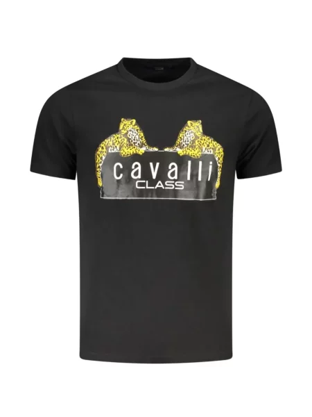 Tricou Cavalli Class cu imagine cu model leopard negru