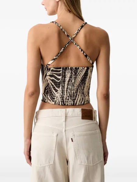 Decupat top Guess cu model floral cu imagine maro