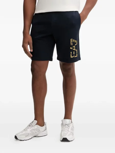Pantaloni scurți Ea7 Emporio Armani cu imagine din jerseu albastru