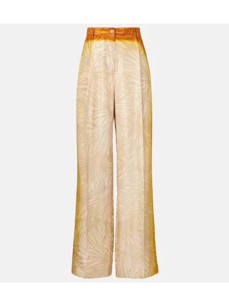 Pantaloni Dries Van Noten de mătase cu imagine