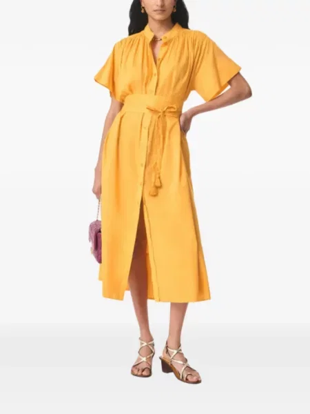 Cu centură rochie midi Vanessa Bruno galben
