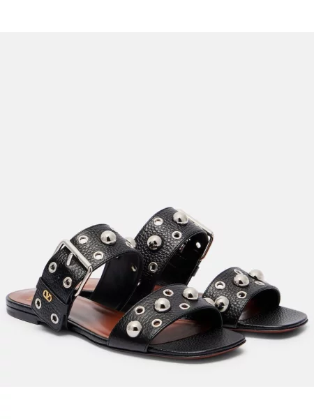 Kožené sandály Valentino Garavani se cvočky černé