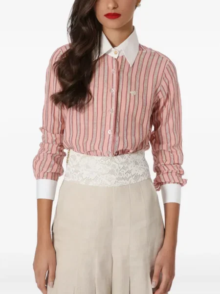 Haftowana koszula Lethicia Bronstein w paski różowa
