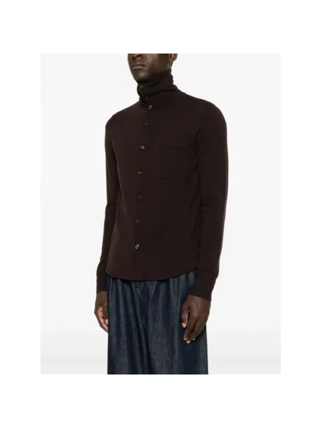 Koszula Dries Van Noten z kaszmiru brązowa