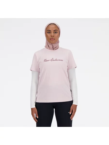 Tričko New Balance Script Tee stonepin růžové