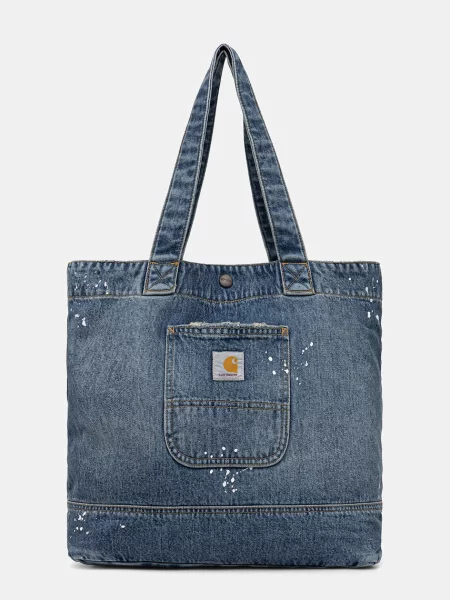 Geantă Carhartt WIP Denim Tote Blue Destroy Wash Splatter Universal albastru