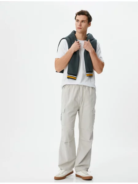 Talie elastică pantaloni cargo Koton gri