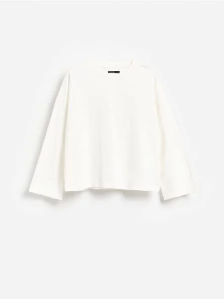 Reserved Tricou cu mânecă lungă din alb