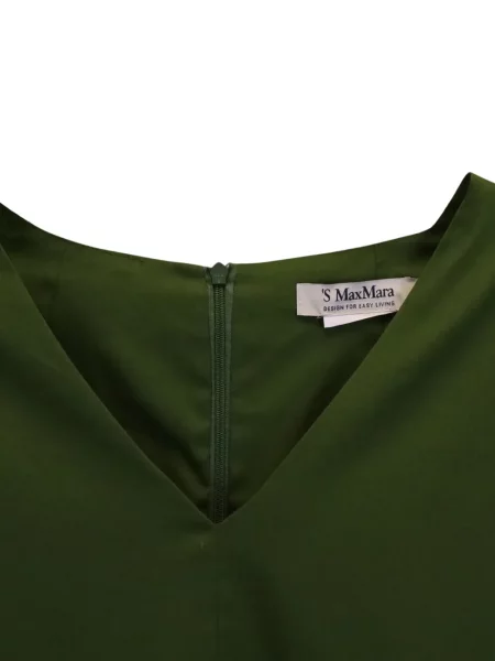 Костюм миди рокля Max Mara с V-образно деколте до коляното зелено
