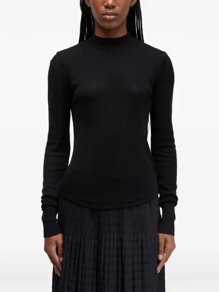 Top Osklen fără mâneci tricotate negru