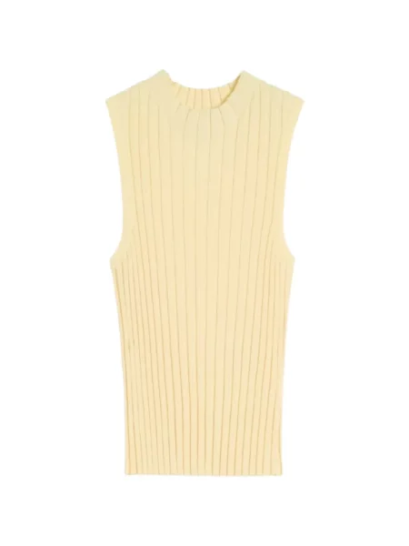 Voiaj top Weekend Max Mara tricotate cu nervuri galben