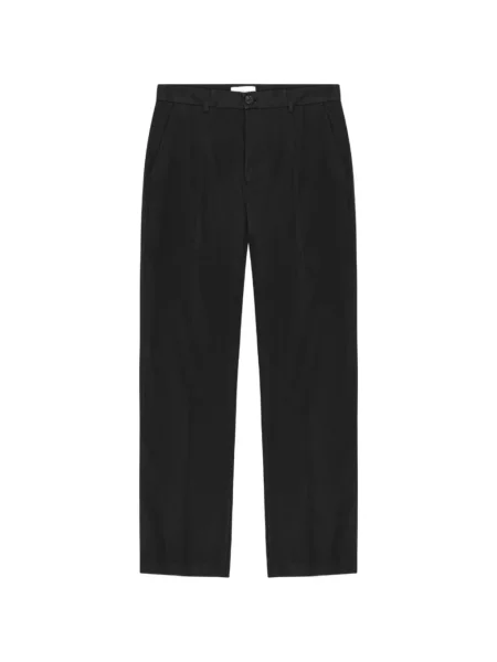 Pantaloni Les Deux plisate din țesătură twill negru