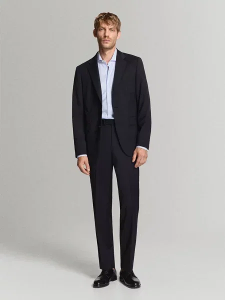 Koszula slim fit non-iron Mężczyzna L MANGO MAN błękitny