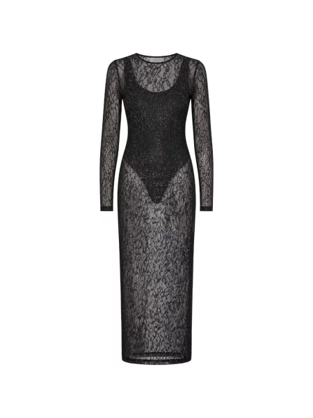 Lung rochie midi Wardrobe.nyc din dantelă negru