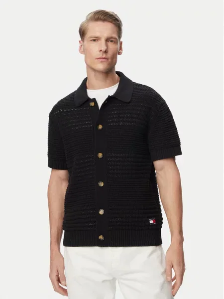Tommy Jeans Marškiniai Crochet juoda