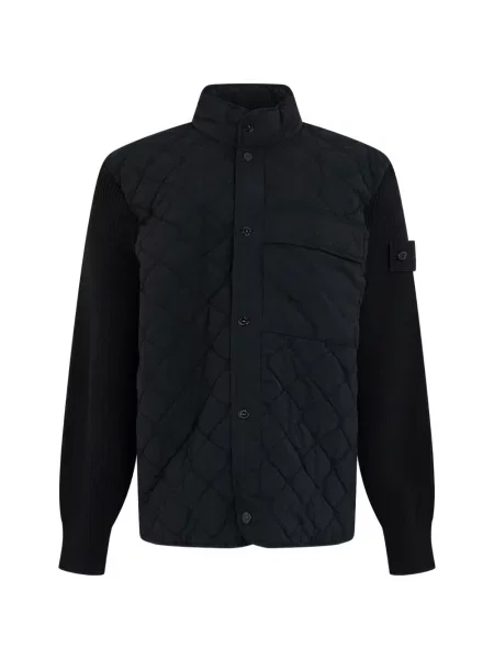 Matlasat geacă Stone Island tricotate cu strasuri negru