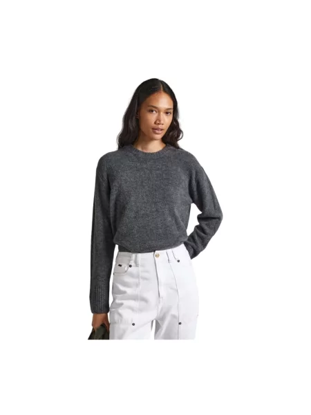 Sweter Pepe Jeans wełniany z okrągłym dekoltem szary