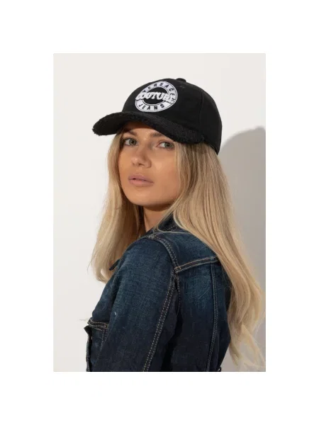 Czapka z daszkiem Versace Jeans Couture wełniana czarna