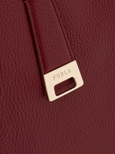 Bőr shopper táska Furla piros