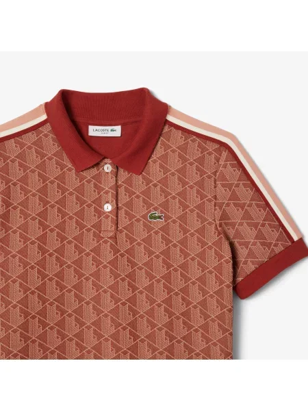 Lacoste Dopasowana Koszulka Polo Z Żakardowym Monogramem brązowa