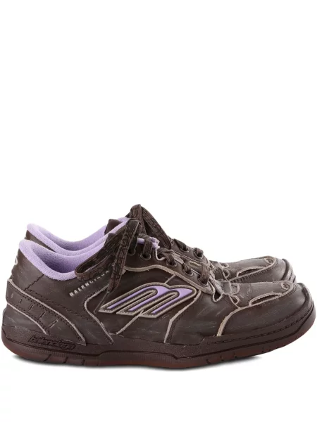 Sneakerși Balenciaga cu șireturi din dantelă maro