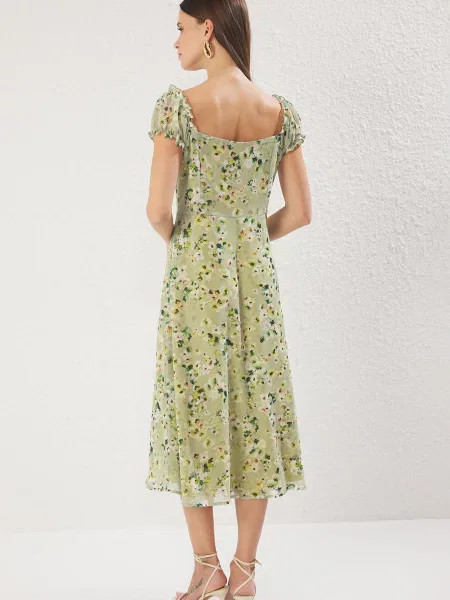 Trendyol Rochie verde smarald / verde kiwi / verde deschis alb