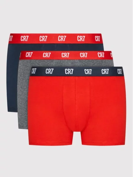 Boxerky Basic Trunk 3 páry grey melange/red/navy bílé