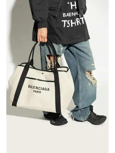 Geantă shopper Balenciaga cu imagine alb