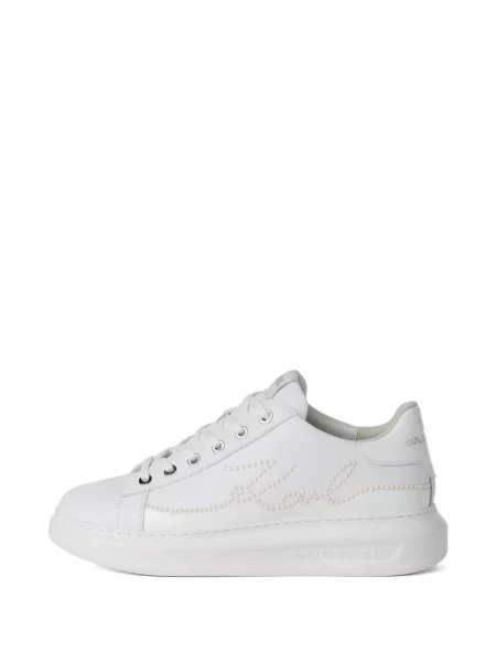 Sneakerși Karl Lagerfeld cu perle alb