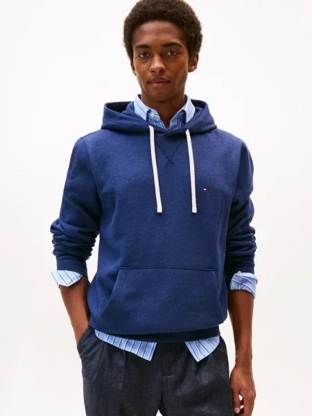 Tommy Hilfiger sweter z kapturem Mężczyźni dresowy jednolity S niebieski