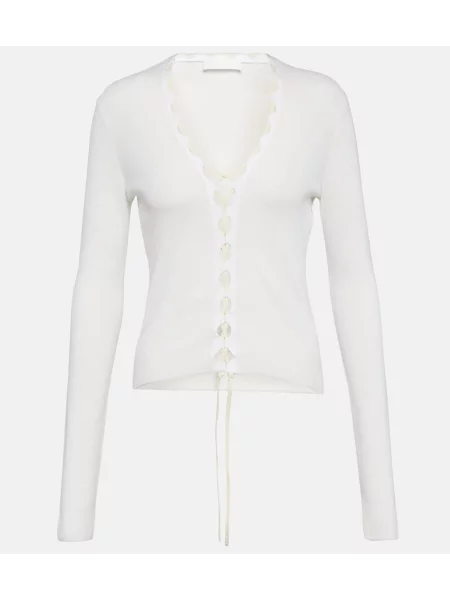 Dzianinowy kardigan Dion Lee sznurowany prążkowany biały