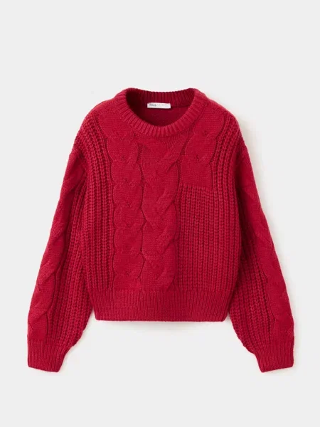 Sweter ścieg pleciony Dzieci lata MANGO KIDS czerwony