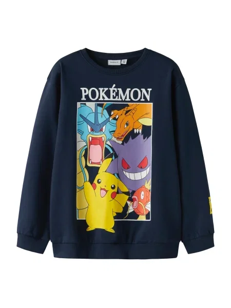 NAME IT Sweater majica NKMJobi Pokemon / mornarsko / ljubičasta / narančasta plava