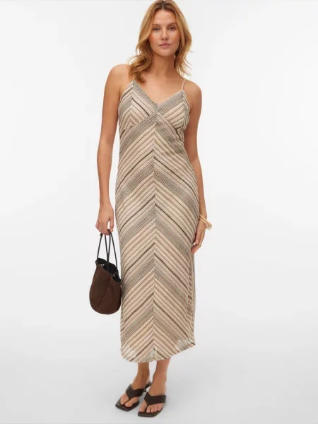 VERO MODA Rochie VMDEMI bej / negru alb