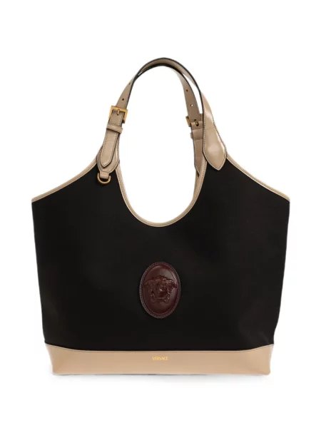 Geantă shopper Versace din canvas negru