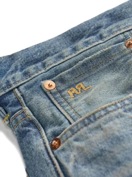 Blugi Ralph Lauren Rrl zdrențuiți albastru
